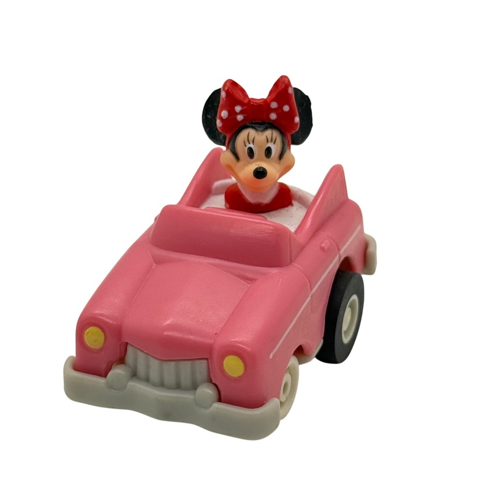 VTG 1998 McDonalds Disney Minnie‎ Mouse Toy Pull Back Car Pink Convertible